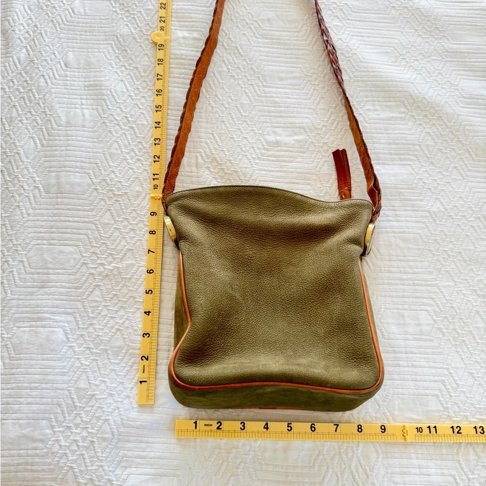 Ghurka Olive and brown trim Shoulder Bag - Picture 2 of 8